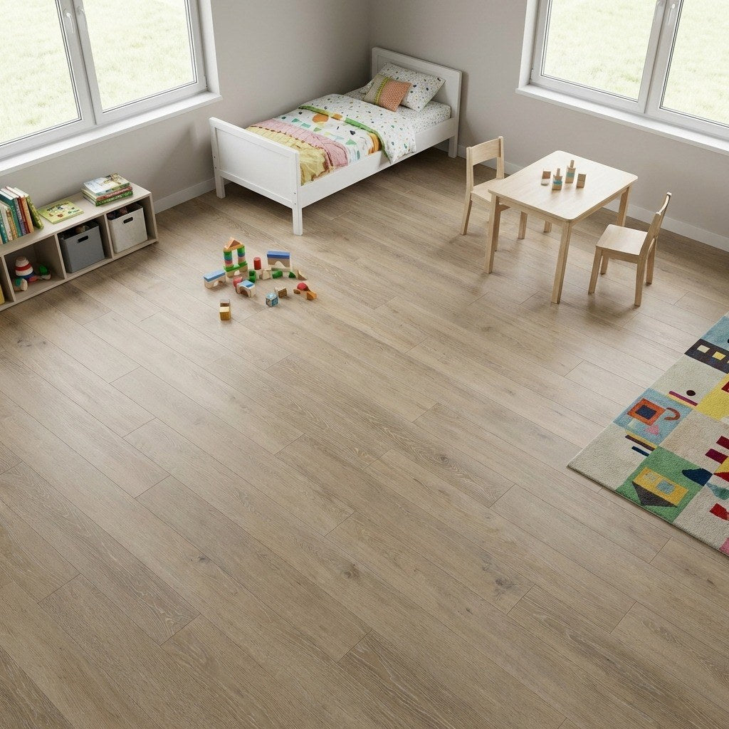 Weathered Ridge Oak — SuperOak Elite in a living room